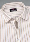 Linen White with Foam Colour Big Stripes Shirt for Men