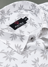 Turkey Linen White Shirt with light Grey snowdraift flower print for Men