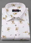 Turkey Linen White Shirt with Mehndi Belgium Print for Men