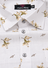 Turkey Linen White Shirt with Mehndi Belgium Print for Men