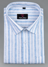 Linen White with Blue New Lining Patta Shirt for Men
