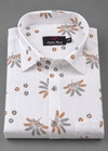 Turkey Linen White Shirt with Grey maroon flower Print for Men