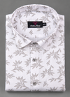 Turkey Linen White Shirt with light Grey snowdraift flower print for Men