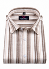 Linen Cream with Light Brown Colour Lining Big Patta Shirt for Men
