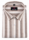 Linen Cream with Light Brown Colour Lining Big Patta Shirt for Men