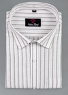 Linen White with Grey Colour Big Stripes Shirt for Men