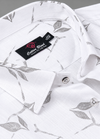 Turkey Linen White Shirt with Grey Floral Print for Men