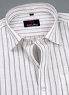 Linen White with Grey Colour Big Stripes Shirt for Men