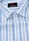 Linen White with Blue New Lining Patta Shirt for Men