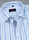 Linen White with Blue New Lining Patta Shirt for Men