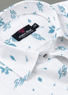 Turkey Linen White Shirt with Sky Blue Floral Print for Men